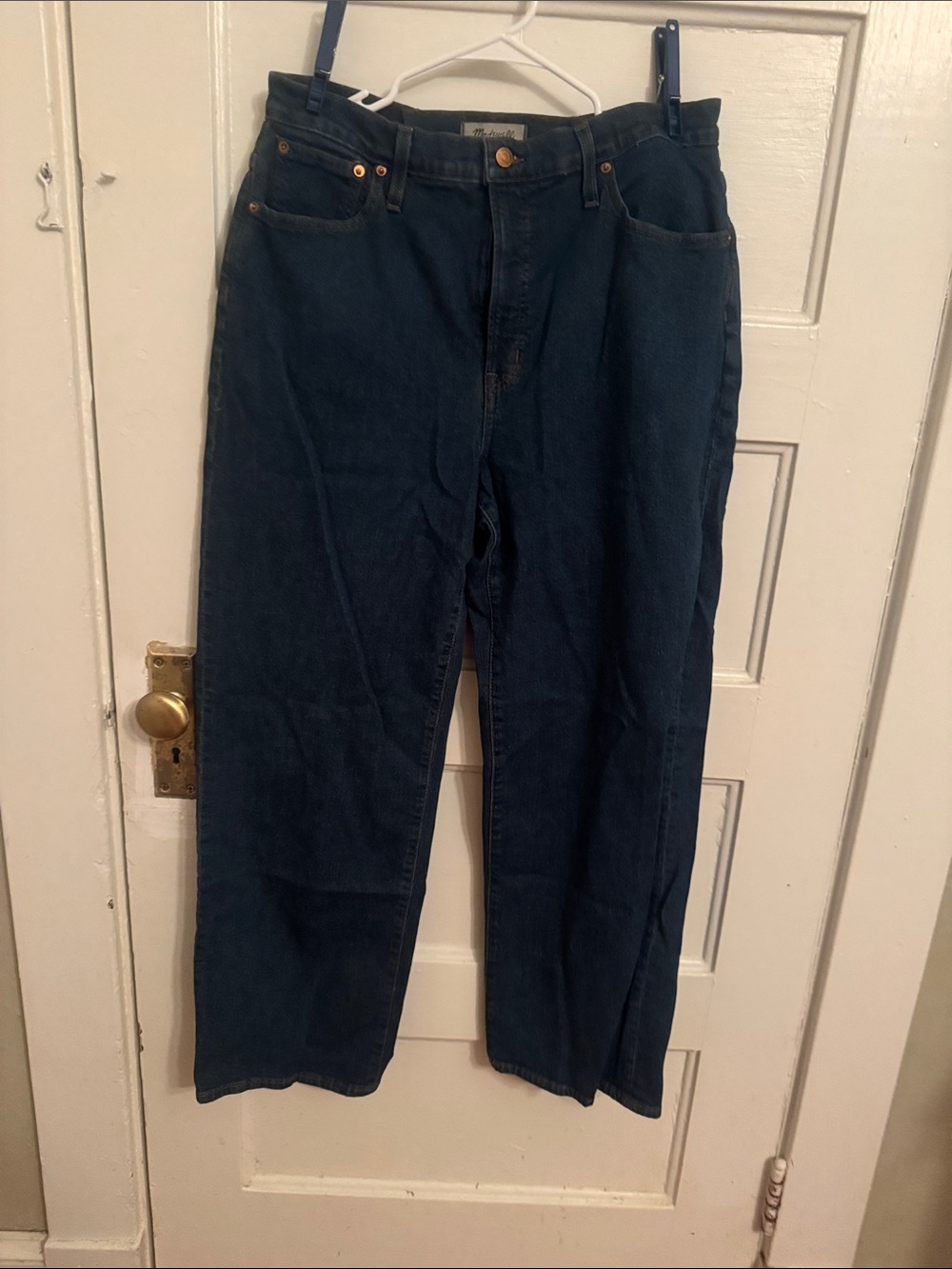 Madewell High-Rise Wide Leg Jeans in Dark Blue